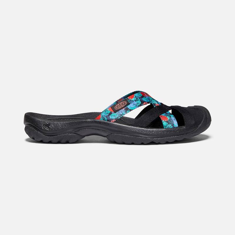 Keen Kira Pantoletten Damen DE-39716 Black Multi - Keen Damenschuhe Schwarz / Blau